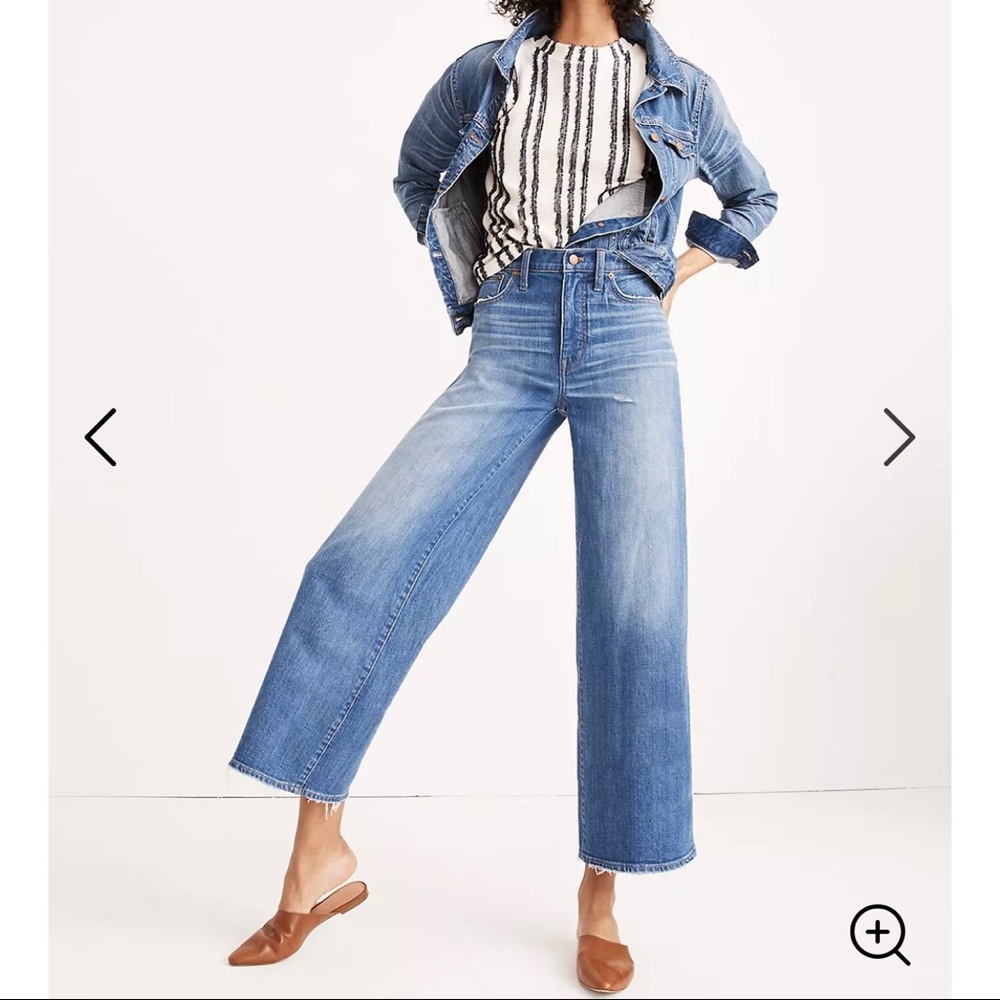 Madewell Petite wide-leg crop jeans in finney wash